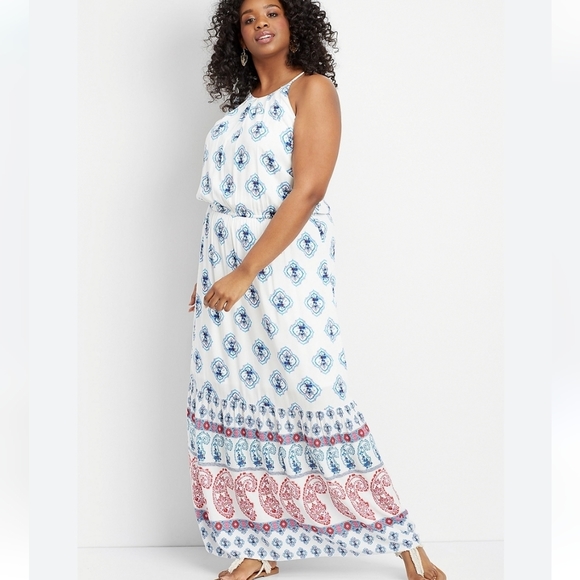 Maurices Dresses & Skirts - Maurices Floral Paisley Blouson Maxi Dress Sz 1X Sleeveless Elastic Waist Boho